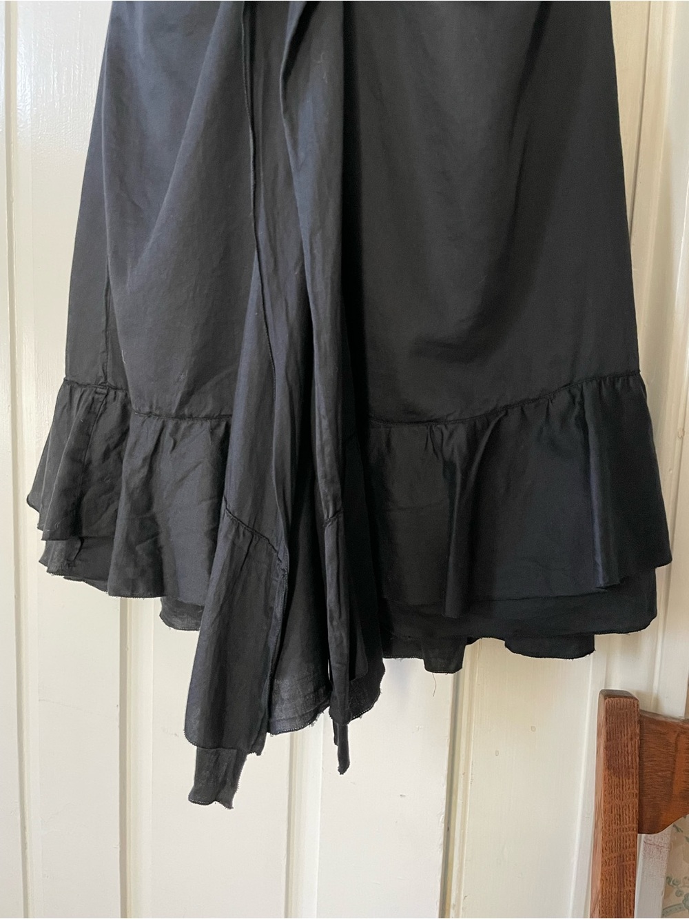 PRADA Black Ruched Ruffle Front V-neck Dress - Picture 2 of 11